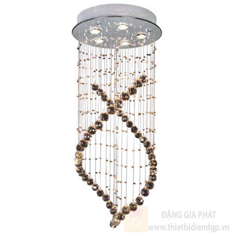 Đèn thả pha lê xoắn Ø450*H1100, Led 3W*5 lamp, 3 chế độ, 52 crystals 1 K9